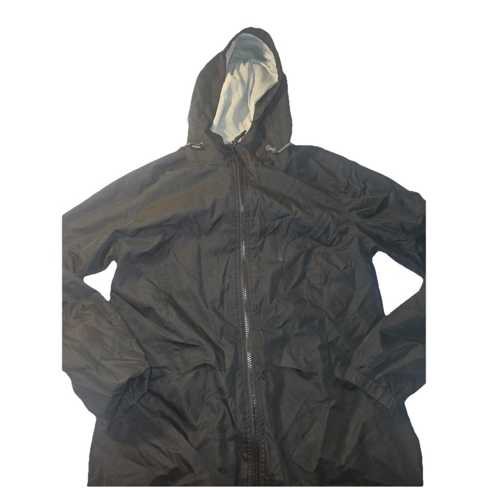 Iceburg Men's Black Hooded Full Zip Lined Mid-Length Windbreaker Jacket Size S